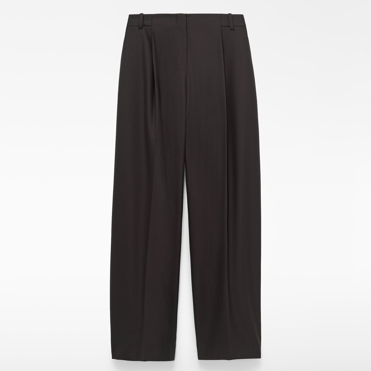 Pantalon tailleur avec jambe arrondie en laine mérinos chocolat, ADOLFO DOMINGUEZ