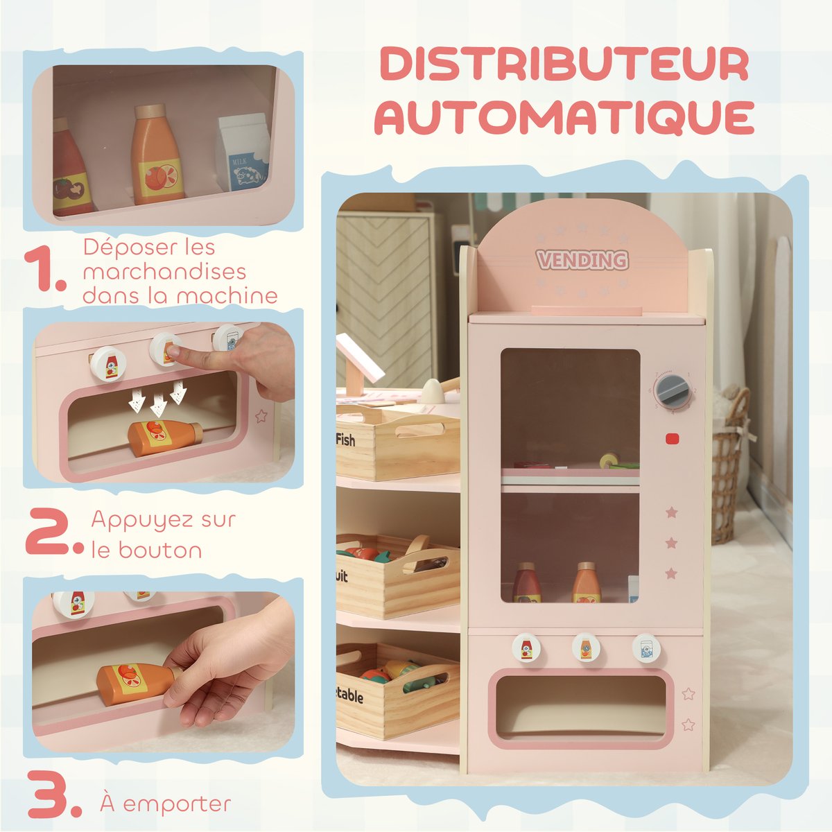 Boutique des enfants MDF Rose rose, beige, multicolore, AIYAPLAY