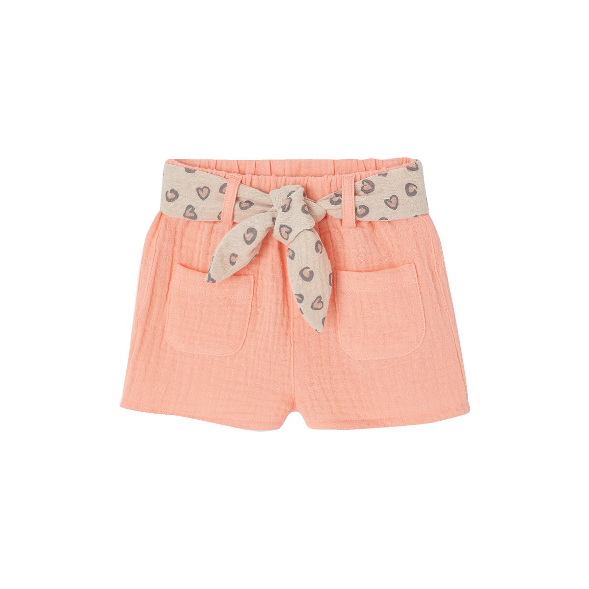 Short avec ceinture imprimée corail, VERTBAUDET