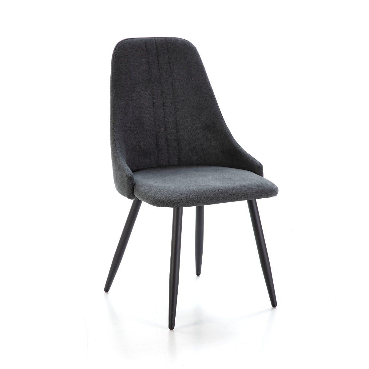 Lot de 4 chaises en tissu avec pieds en métal noir L50 cm MANI gris foncé, CALICOSY