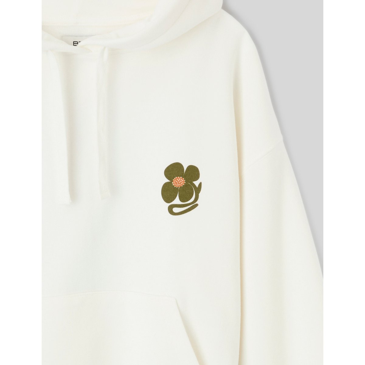 Sweat à capuche imprimé devant / dos blanc écru, BZB