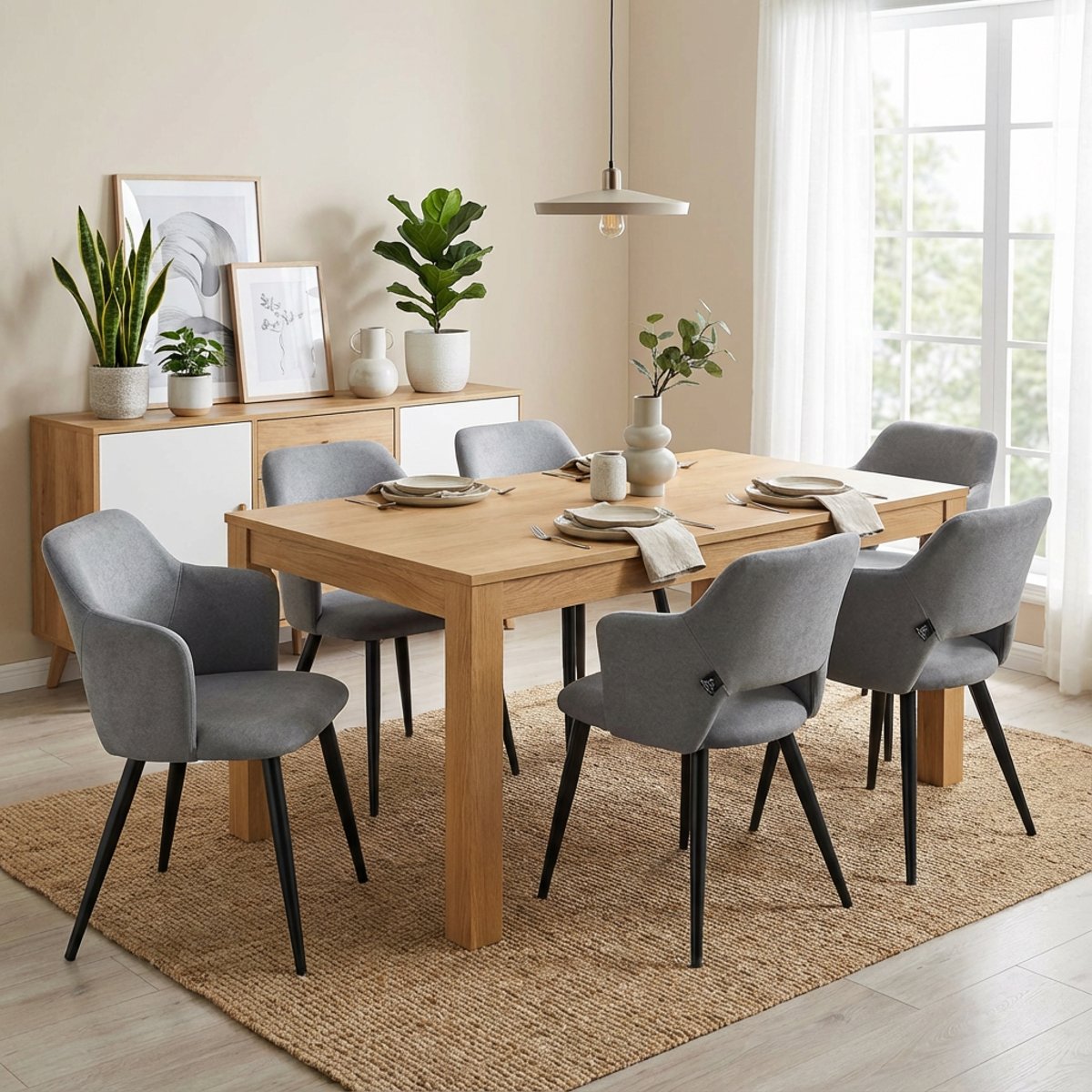 Lot de 6 chaises de salle à manger style scandinaves, AKANJINEW gris, MEUBLES COSY