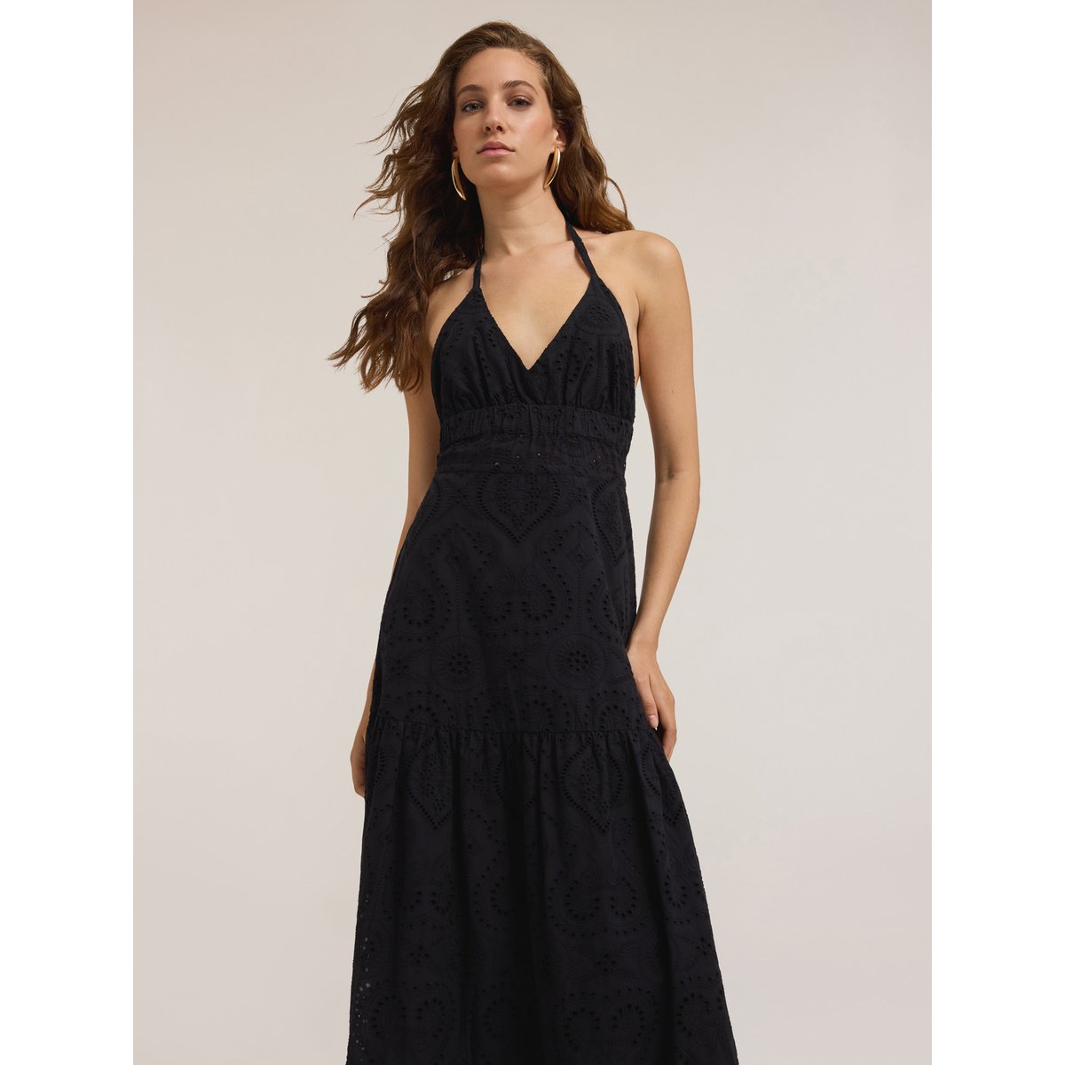 Sangallo lace maxi dress noir, MOTIVI
