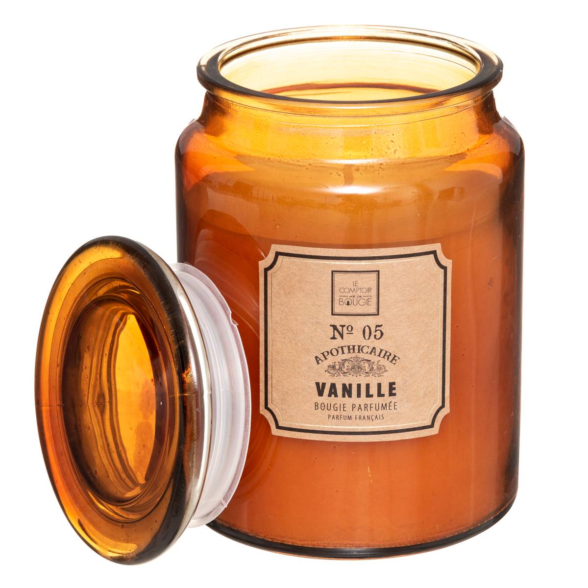 Bougie parfumée en flacon ambré NINA multicolore, ATMOSPHERA