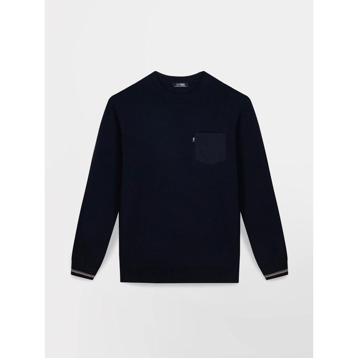 Pull encolure ronde AURENRON marine, TBS