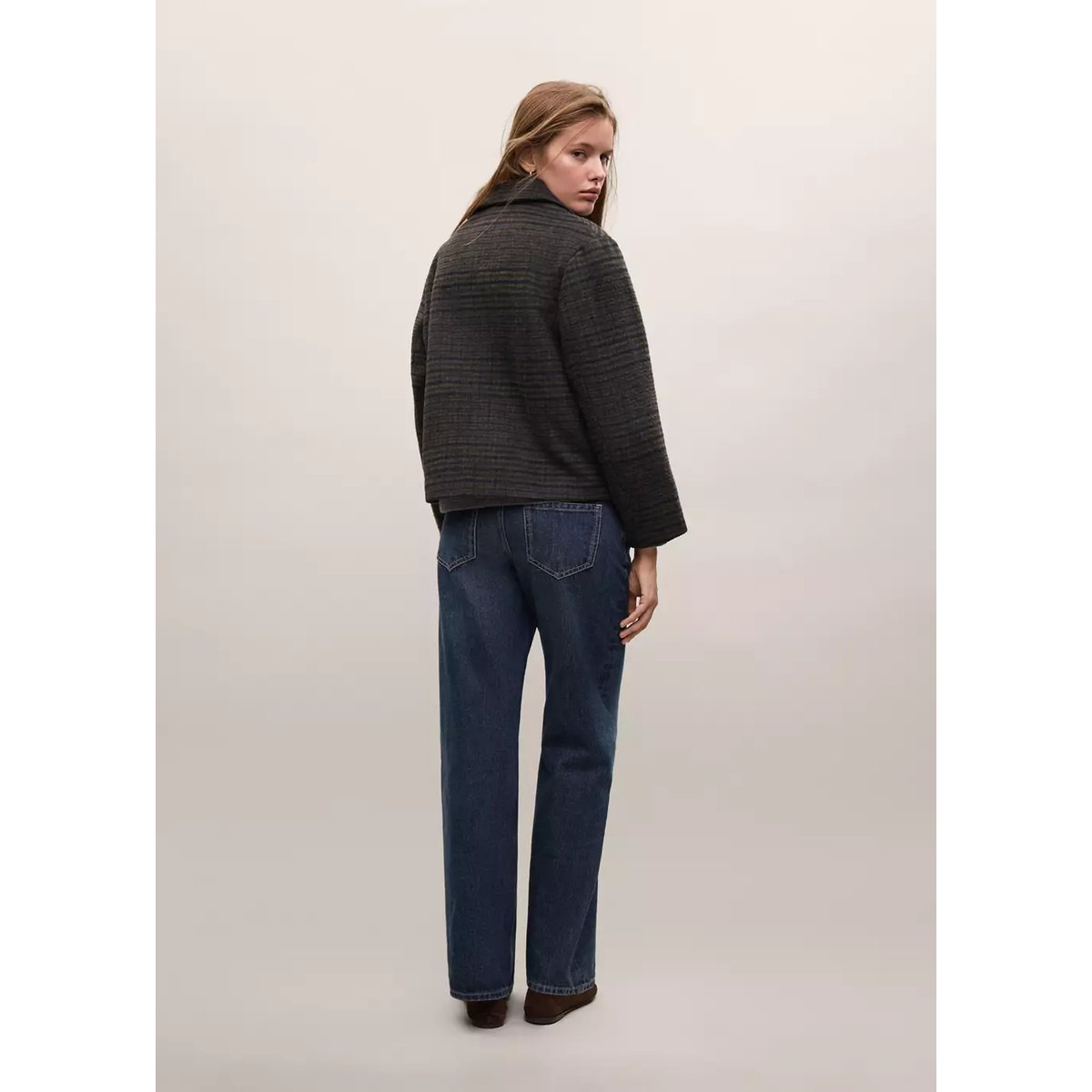 Manteau à carreaux laine mélangée chocolat, MANGO TEEN