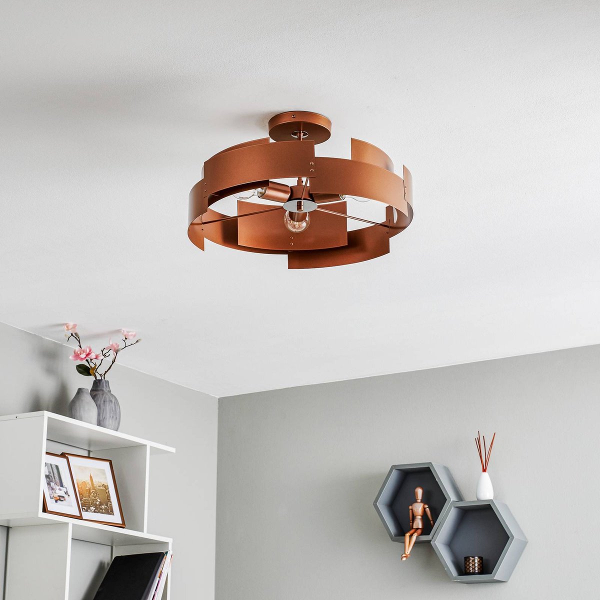 Plafonnier en métal moderne, Tori cuivre, EULUNA