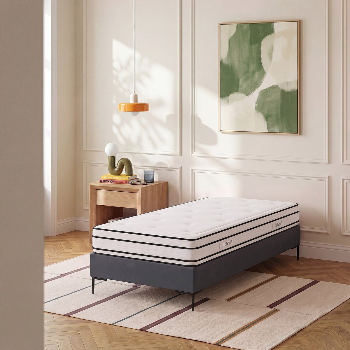 Matelas hybride ressorts ensachés et mousse en mémoire de forme DREAM HYBRIDE blanc, HABITAT