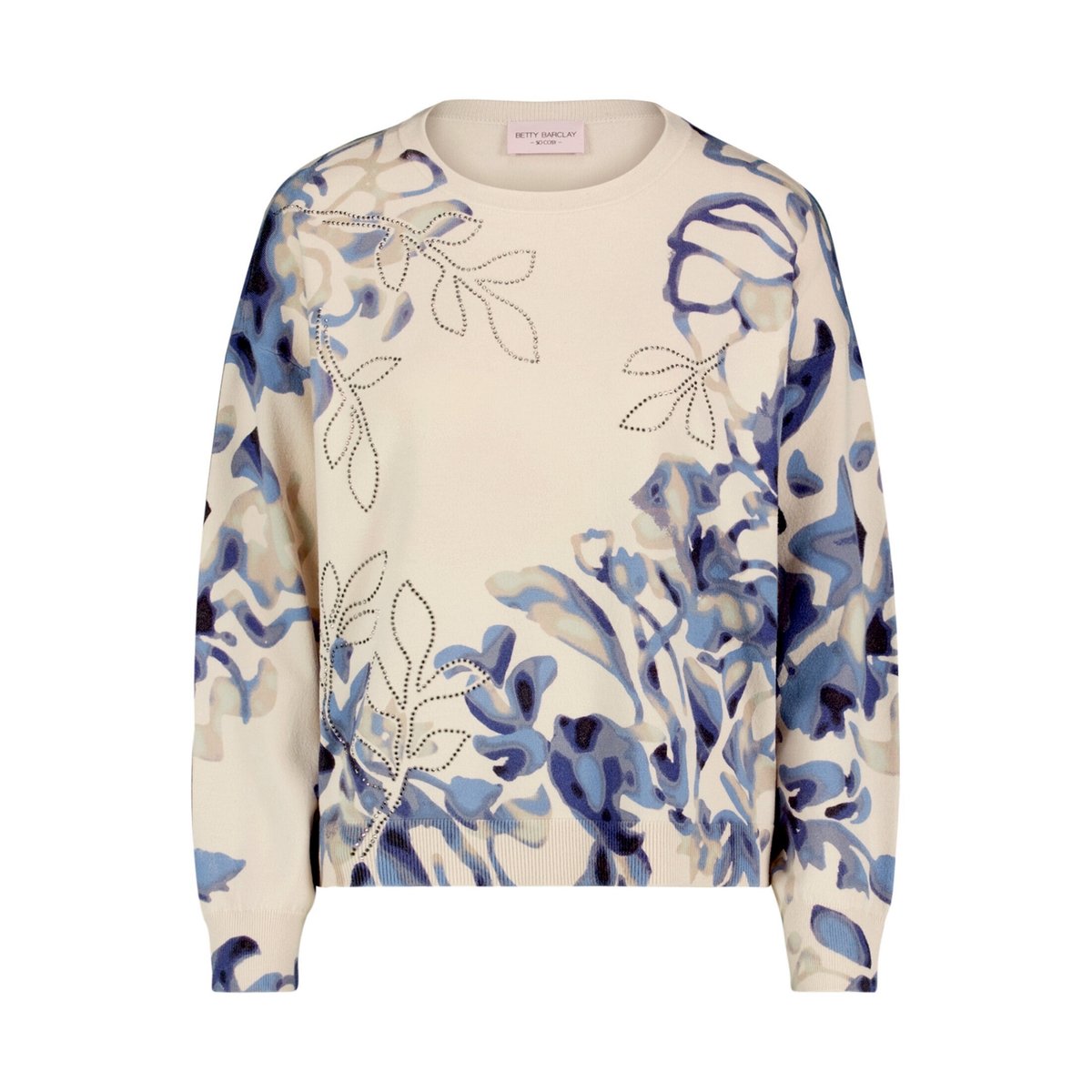 Pull-over en maille à imprimé beige/bleu, BETTY BARCLAY