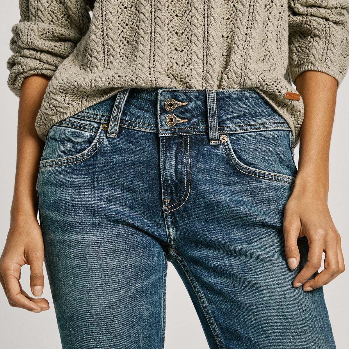 Jean Coupe Slim, Taille Basse - Venus blanchi denim, PEPE JEANS