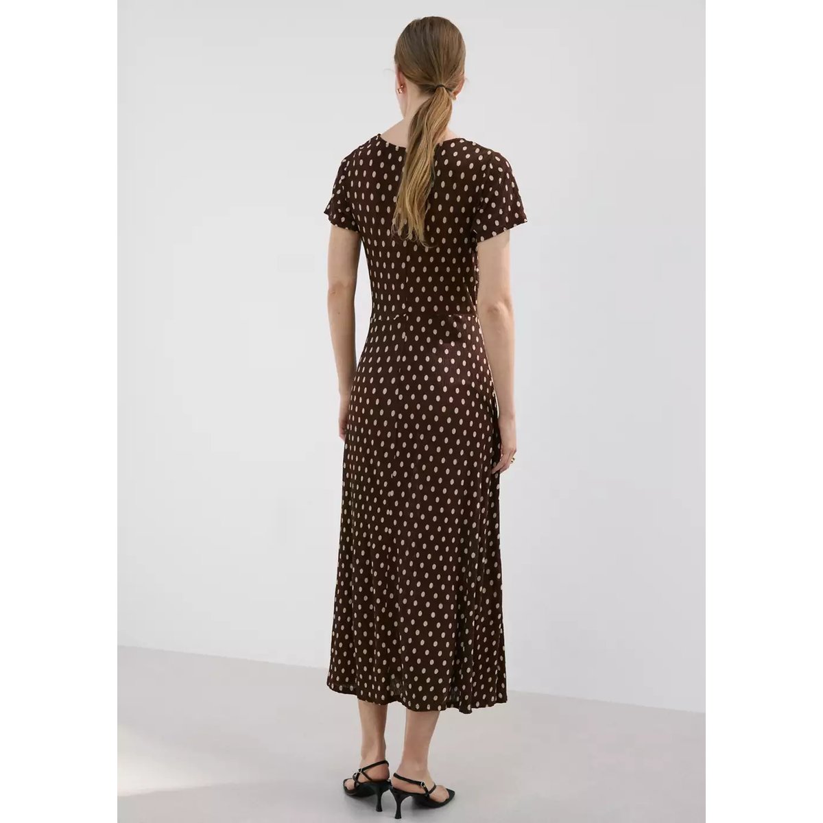 Robe de grossesse texturée à pois marron, MANGO