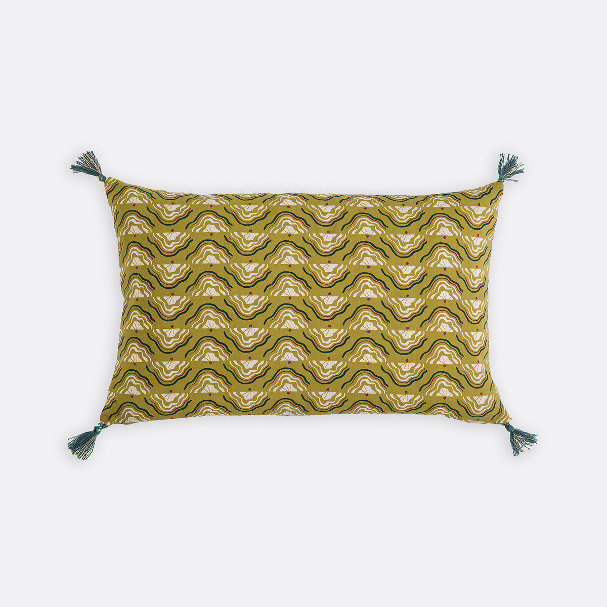 Yasuo Printed Cotton Rectangular Cushion Cover olive print, LA REDOUTE INTERIEURS