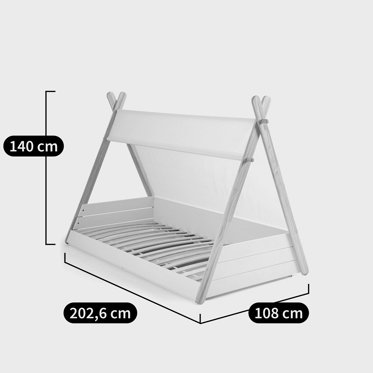 Lit enfant Tipi avec sommier SIFFROY blanc bois, LA REDOUTE INTERIEURS