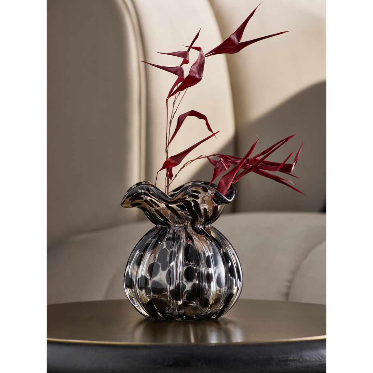 Vase en verre confetti noir/doré, NEXT