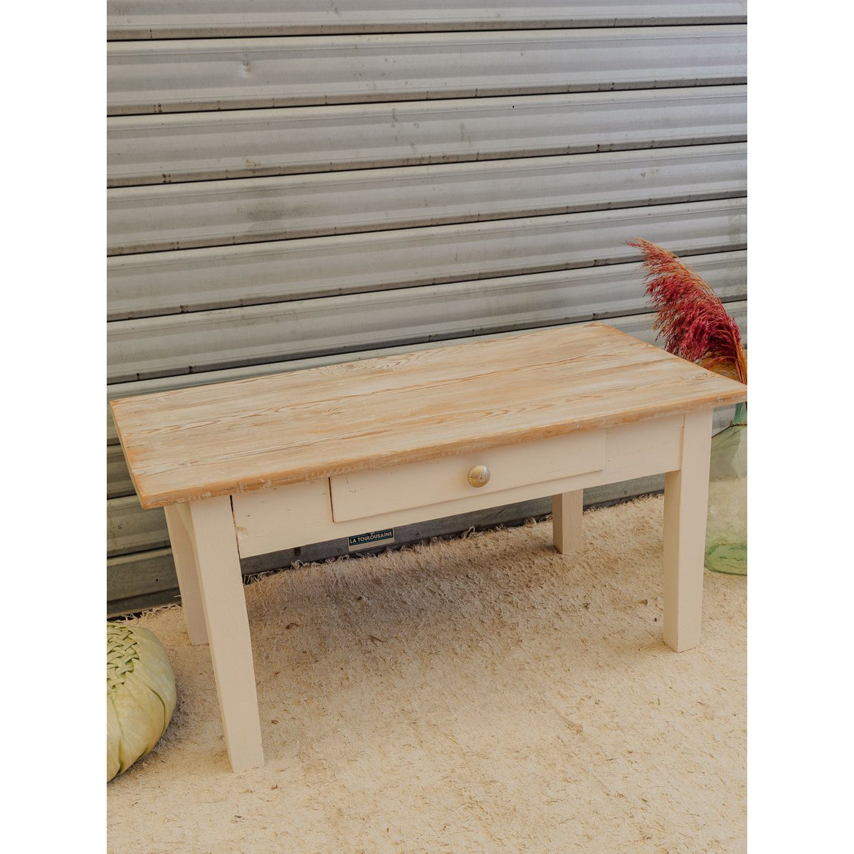 Table basse en bois beige Léonie N°1581 - Bon état bois clair, DEBONGOUT