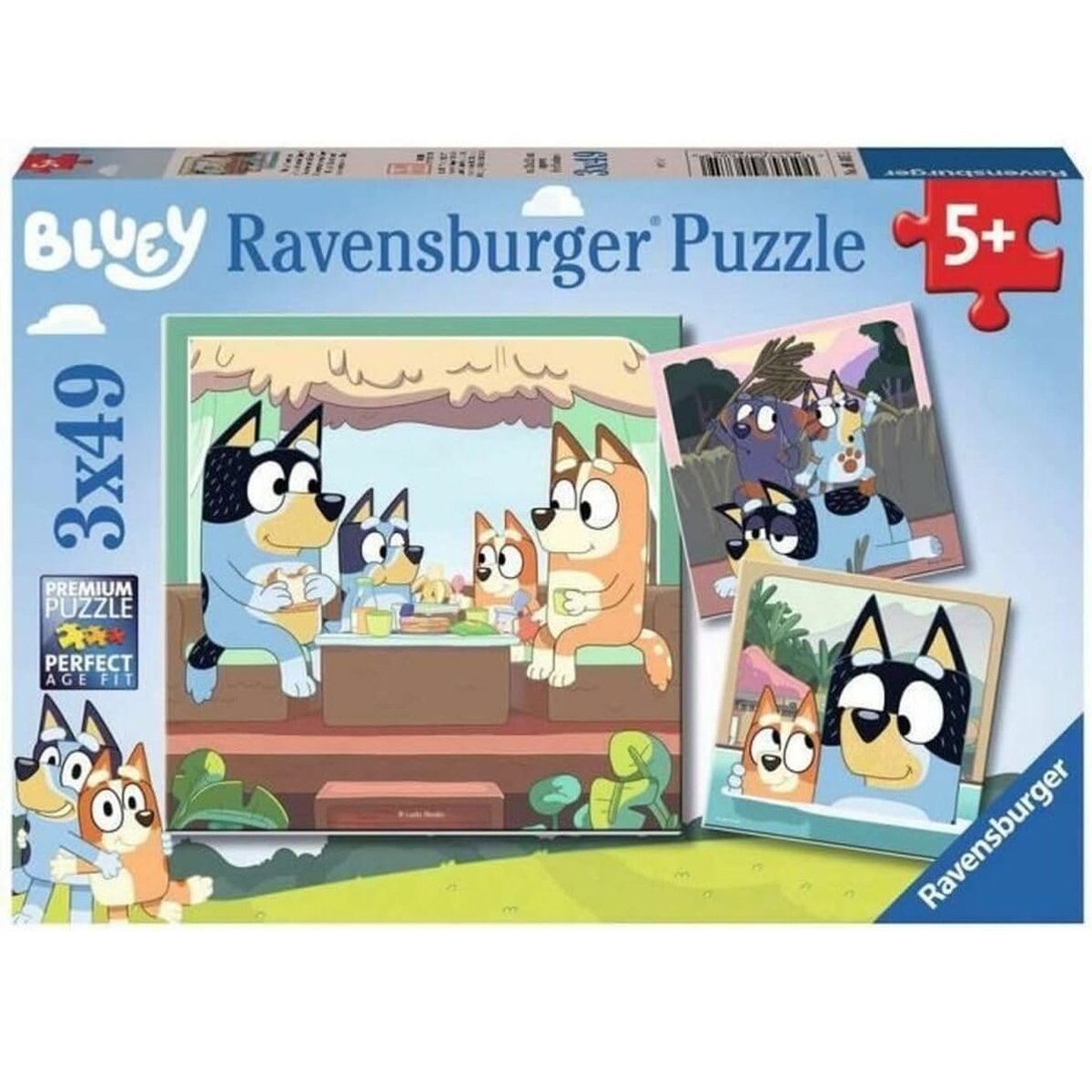 Puzzle Les aventures de Bluey 3x49 pcs bleu, RAVENSBURGER