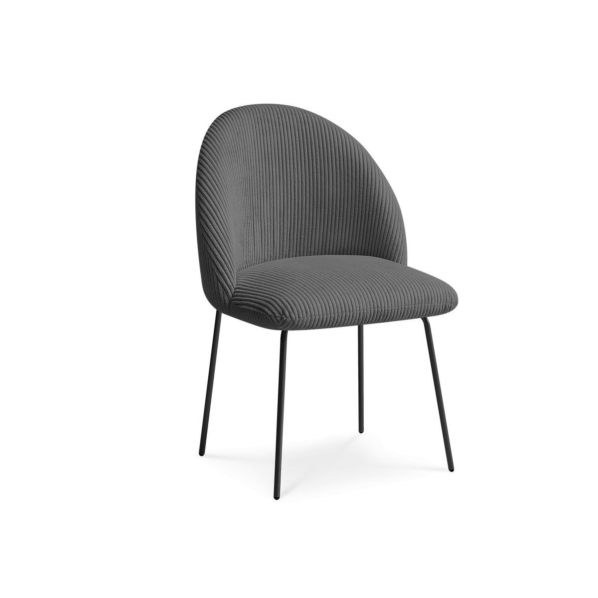 Chaise velours côtelé, LALIE gris foncé, BOBOCHIC
