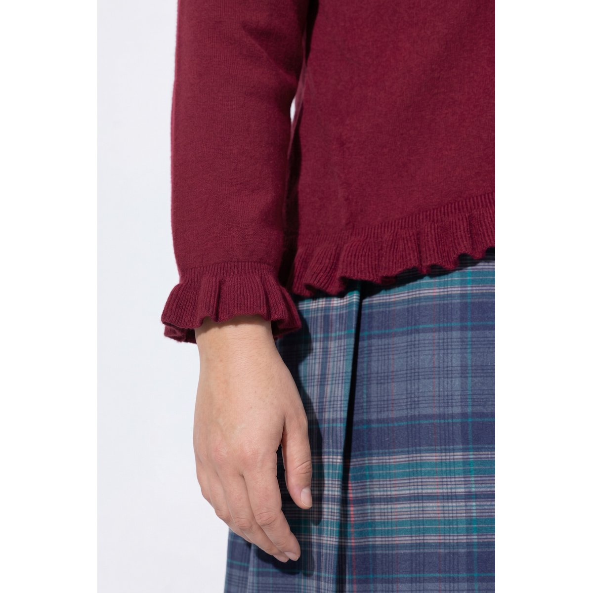 Cardigan à col rond et manches longues rouge vin foncé, ULLA POPKEN