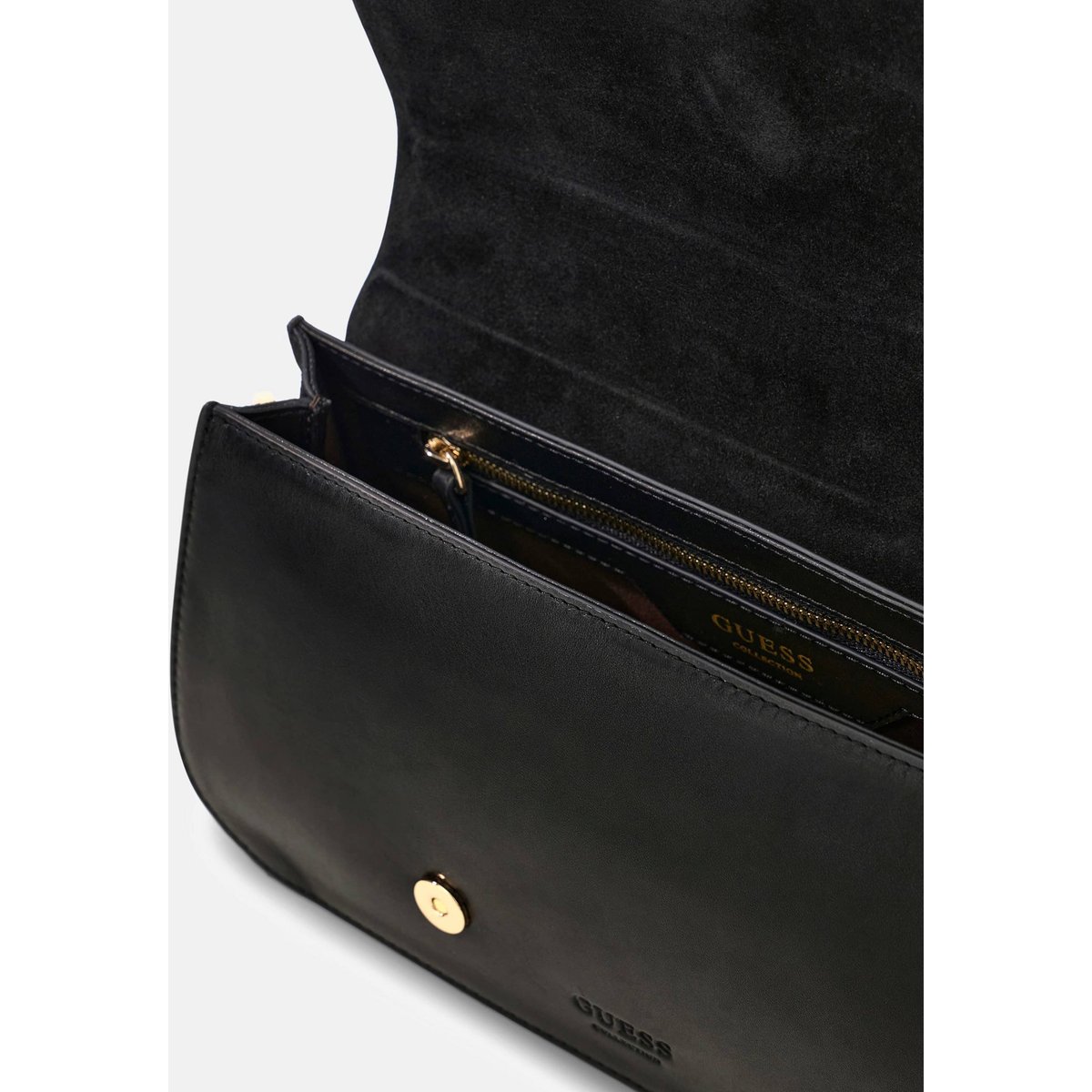 Sac À Bandoulière En Cuir Véritable Charlotte noir, GUESS