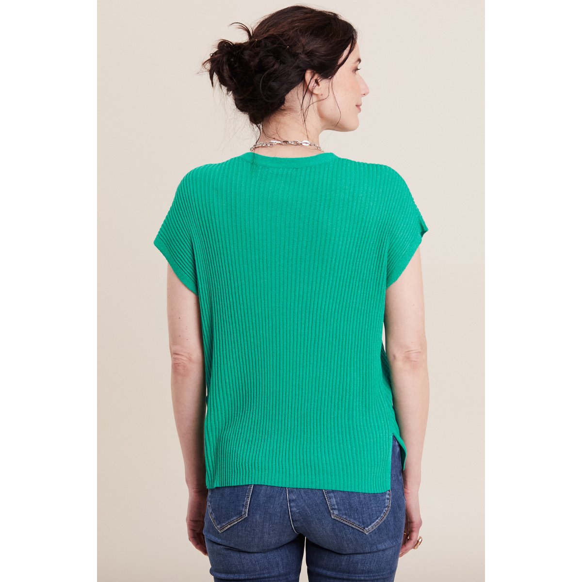 Pull à manches courtes vert turquoise, BREAL