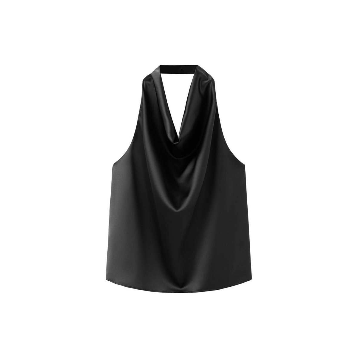 Top satin col bénitier noir, MANGO