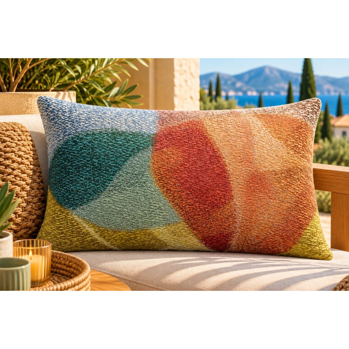 Coussin brodé Envolée Douce multico, EDEN