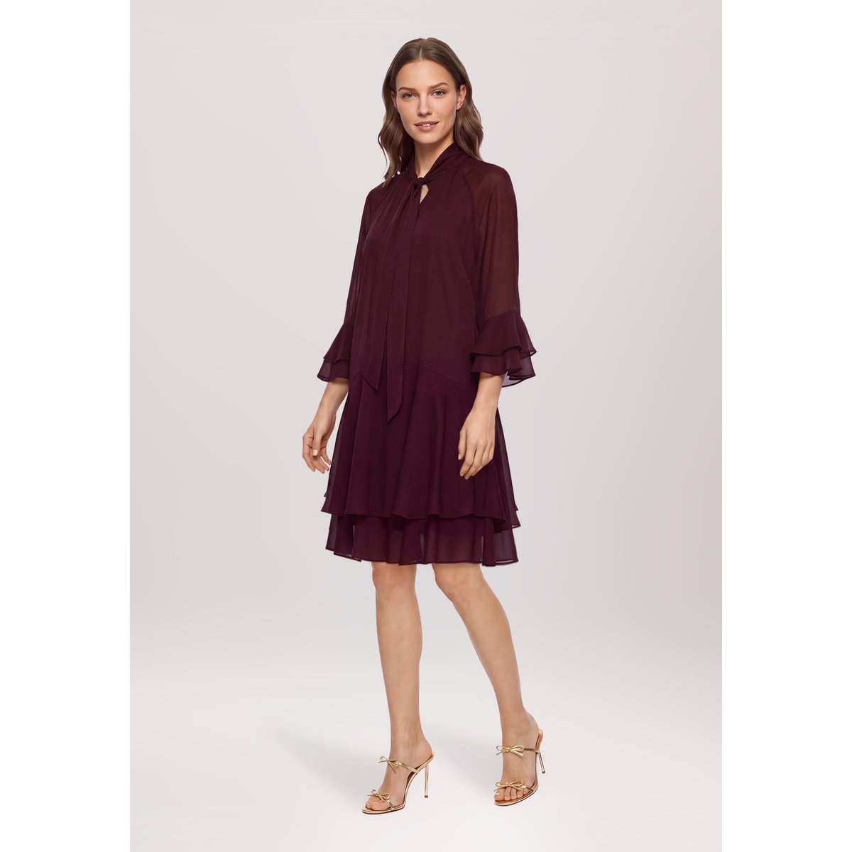 Robe de cocktail de style bohème strong aubergine, VERA MONT
