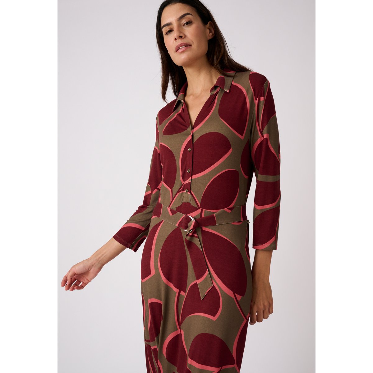 Robe maille stretch évasée vert feuillage, DAMART