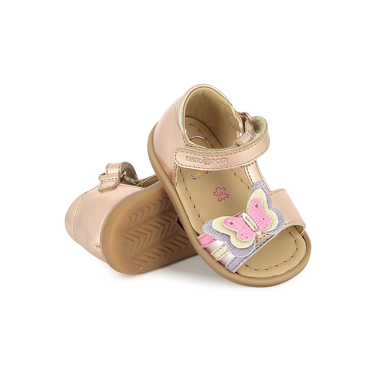 Sandalen met klittenbandsluiting TITY FLY metallic roze, SHOO POM