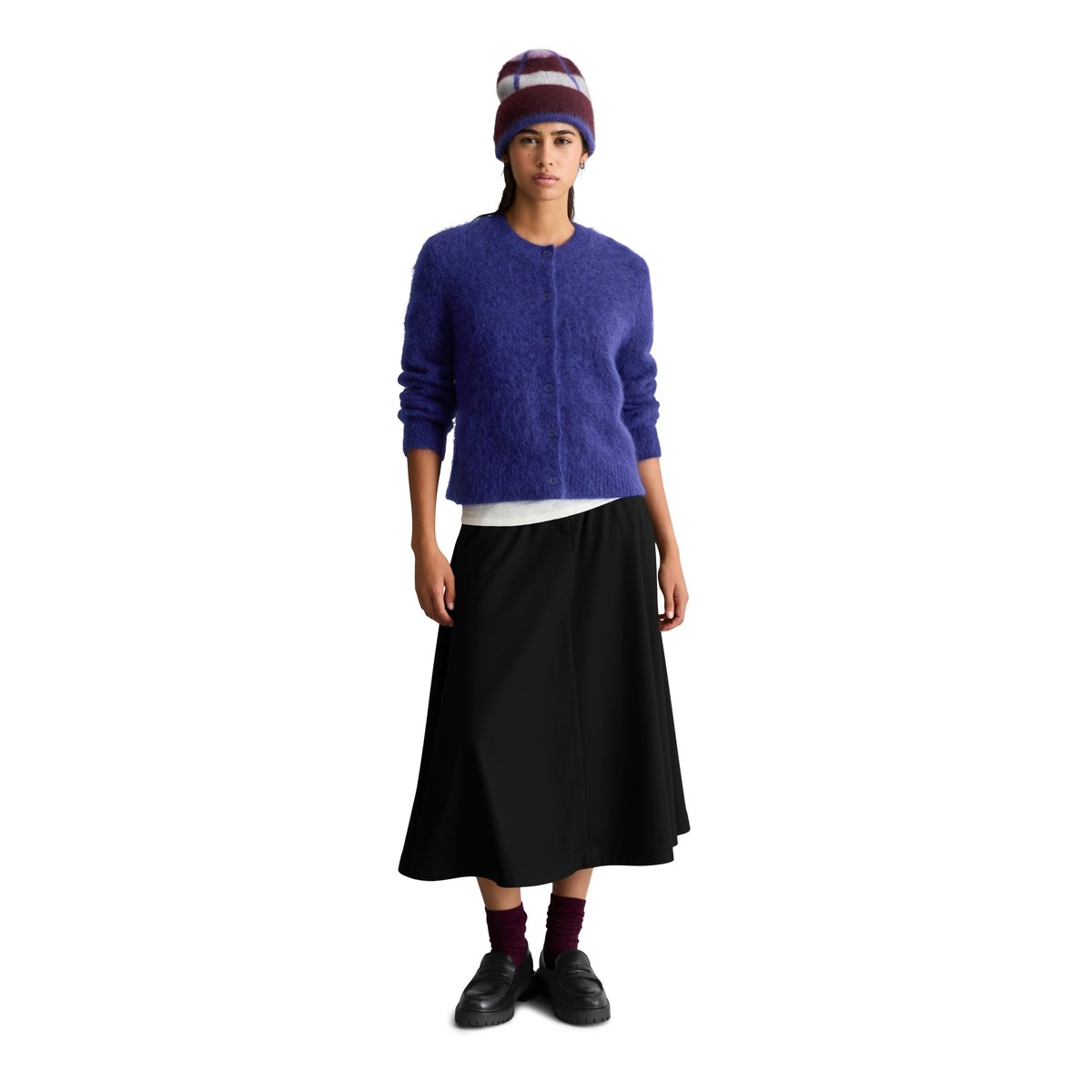 Cardigan douillet, coupe classique en mélange de mohair et de laine vierge violet, MARC O’POLO DENIM