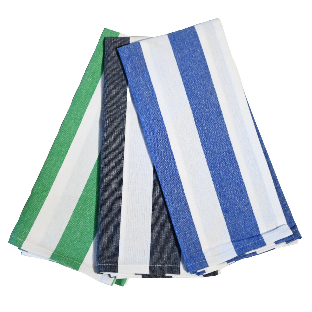 Lot de 12 torchons assortis coton MELROSE ocean/marine/amande, SENSEI MAISON