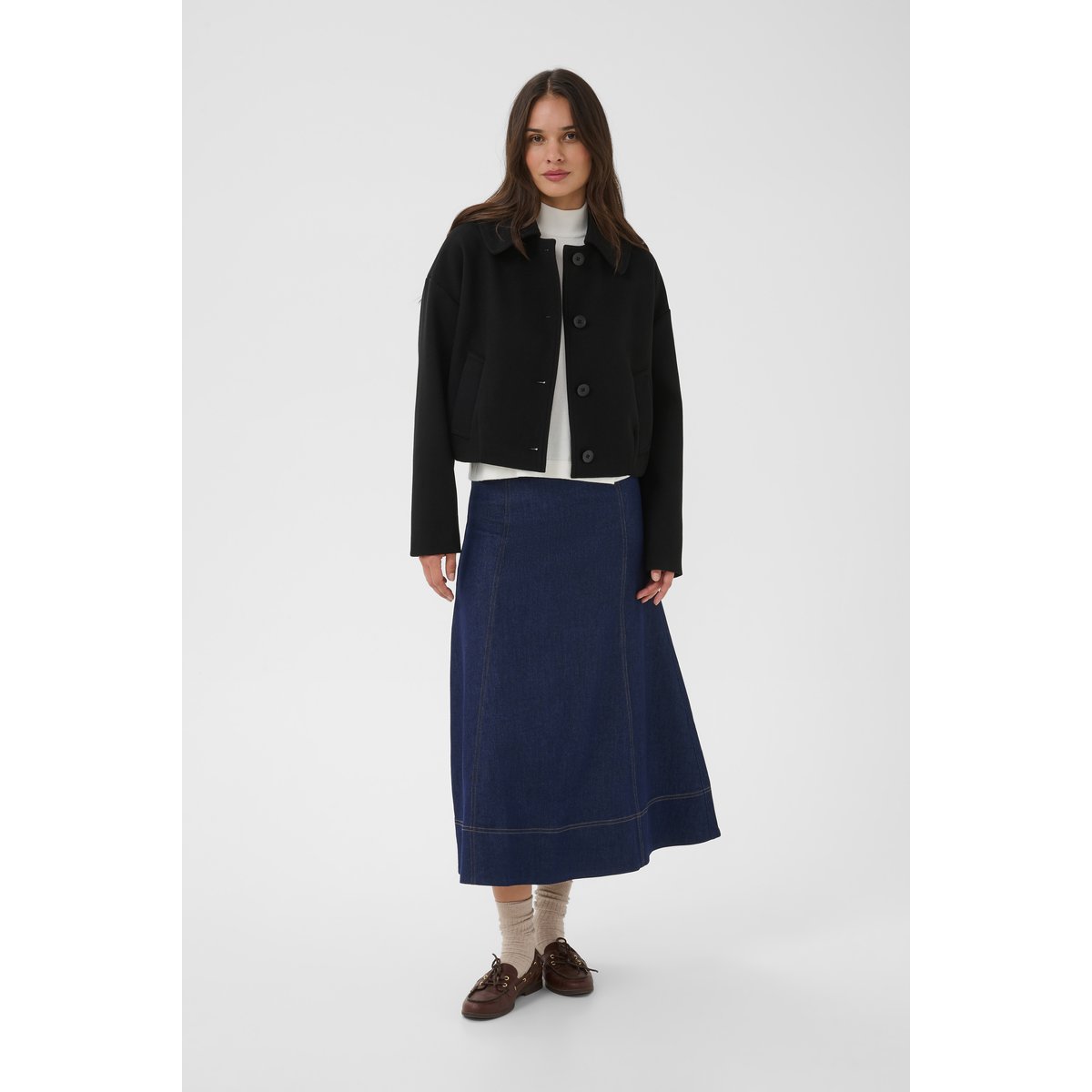 Jupe en jean bleu unwashed blue denim, KAFFE