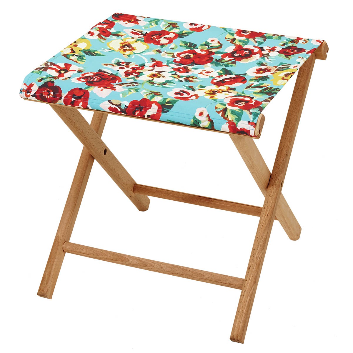Pliant pêcheur en eucalyptus et toile outdoor, RITA bleu azurin, VENT DE BOHÈME
