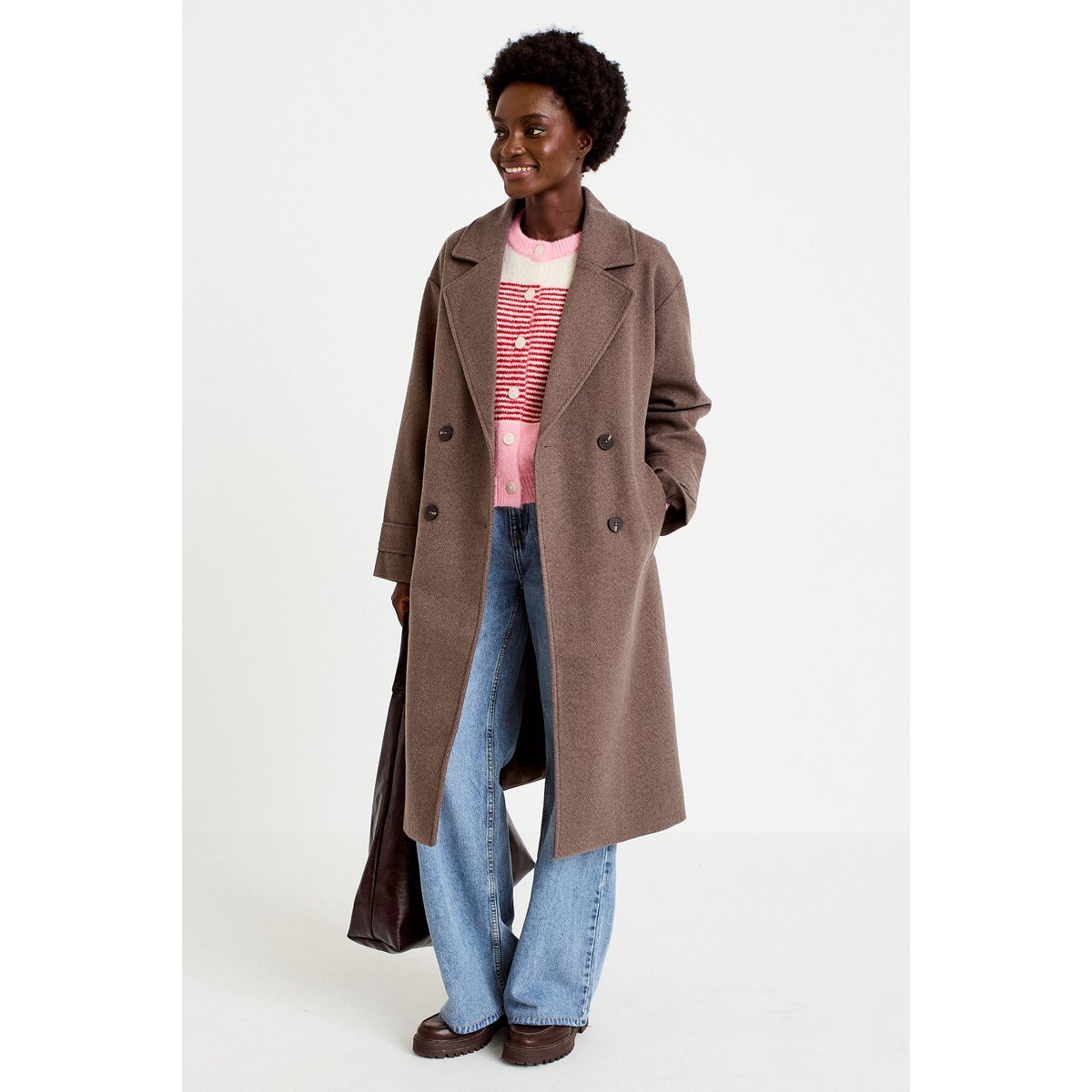Manteau oversize manches longues taupe, CACHE CACHE