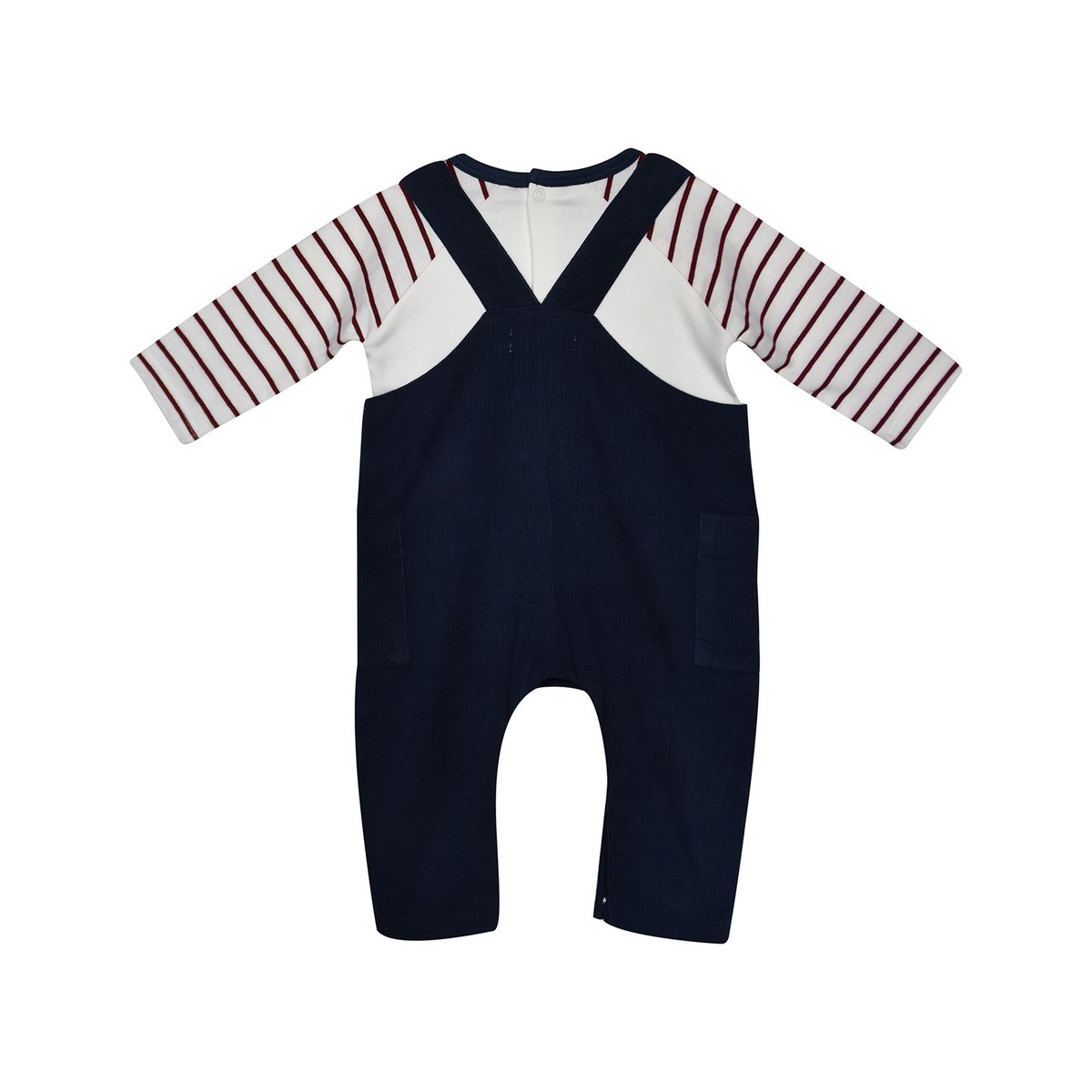 Tee shirt + salopette velours florentin bleu, SUCRE D'ORGE