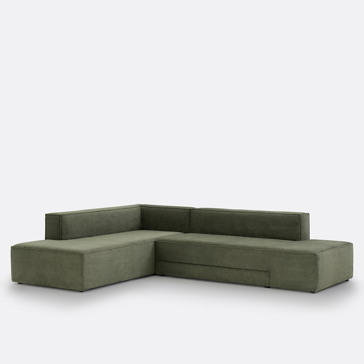Canapé angle convertible polyester texturé, Ginosa vert forêt, LA REDOUTE INTERIEURS