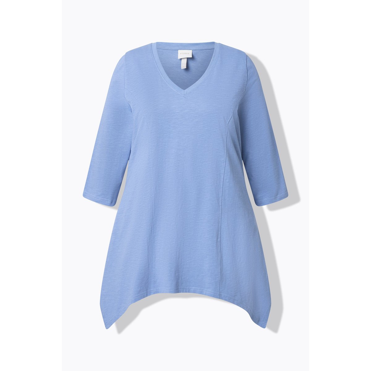 T-shirt, finition en pointe, col en V bleu bleuet, ULLA POPKEN