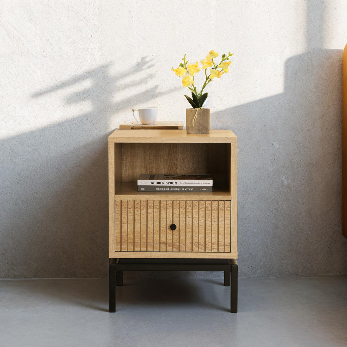 Table de chevet 1 tiroir - TALIA effet bois, HOMIFAB