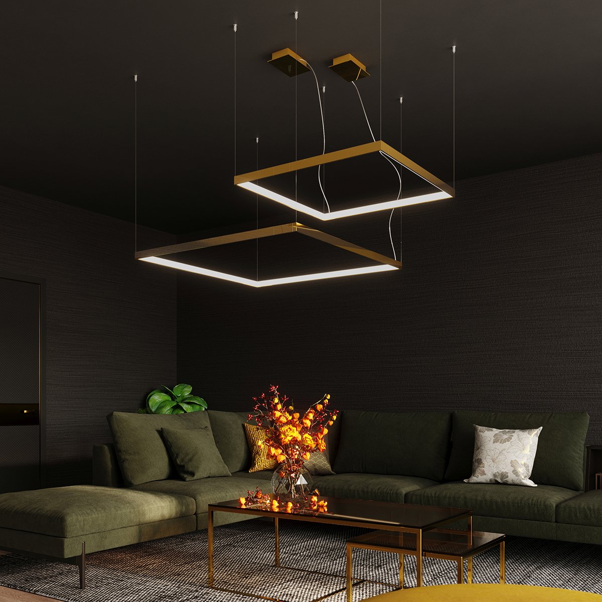 Lustre Aluminium Doré LED 1 Tuula doré, EDEN