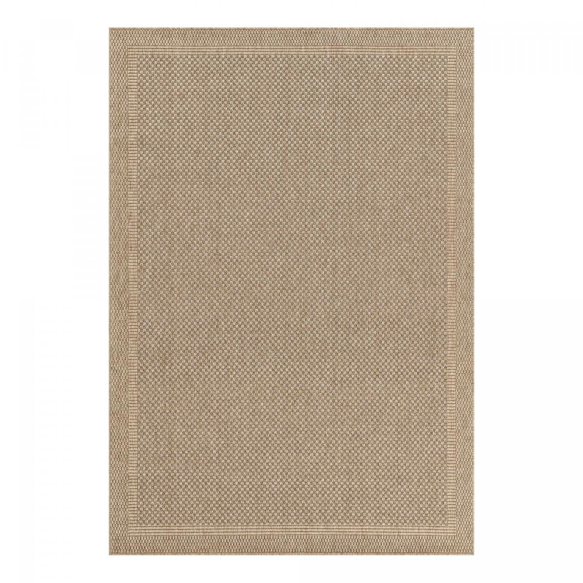 Tapis extérieur, motif faux uni, style kilim, LYN13 REZA 5 beige, marron, UN AMOUR DE TAPIS