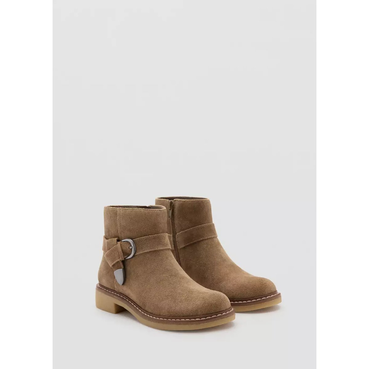 Bottines cuir détail boucle marron moyen, MANGO KIDS