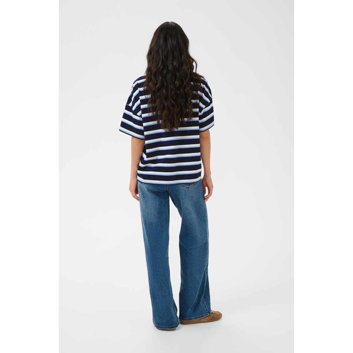 T-shirt à manches courtes bleu midnight/bright blue stripe, KAFFE
