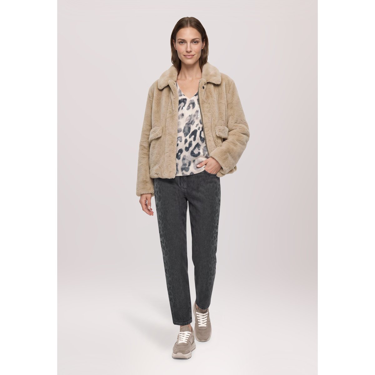 Veste outdoor en peluche taupe, BETTY BARCLAY