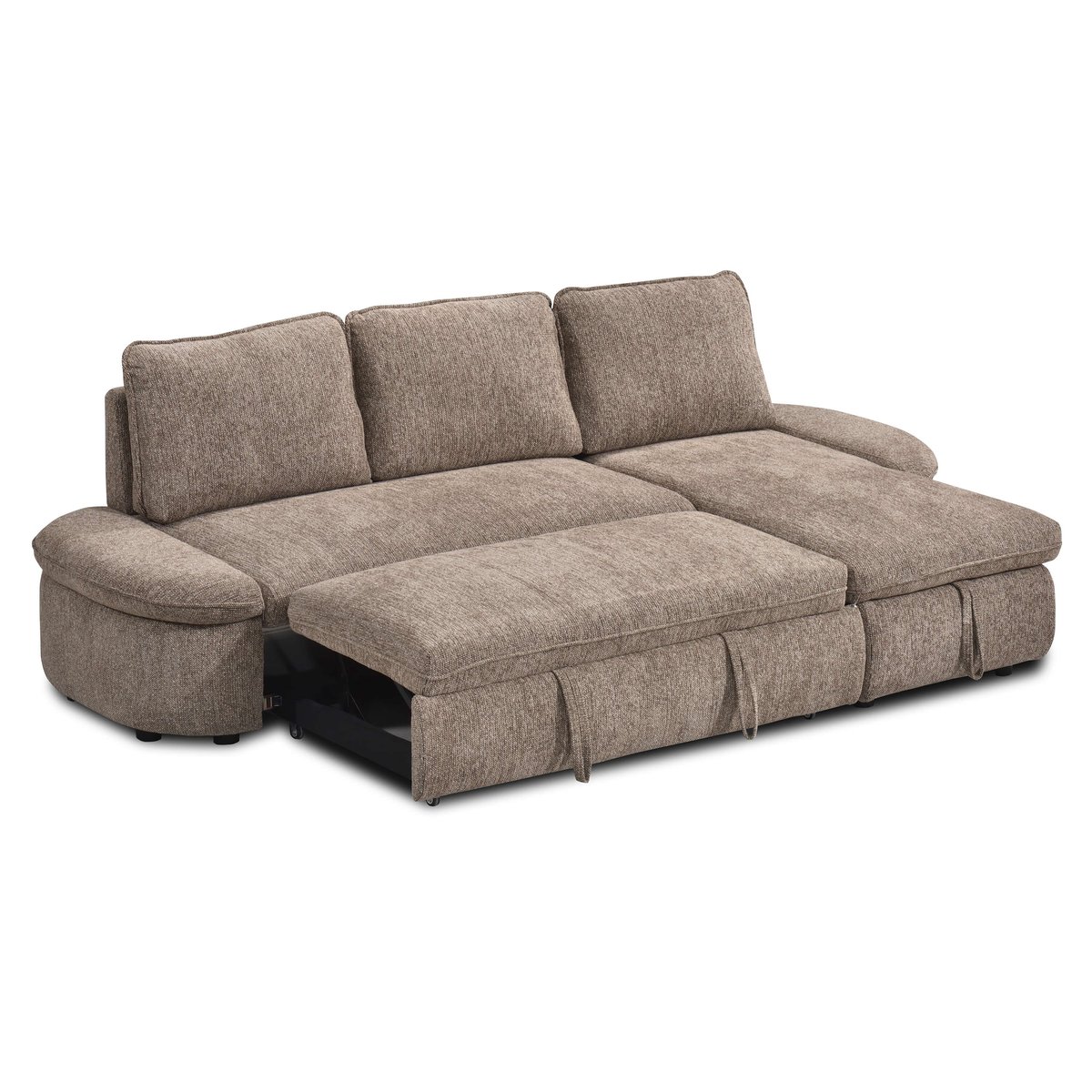 Canapé d'angle convertible tissu LORMA marron, BAÏTA