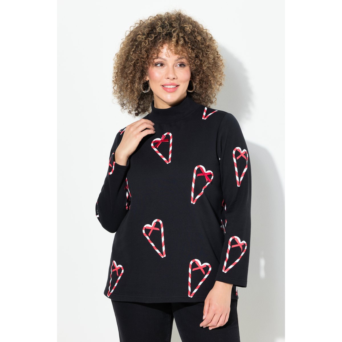 Sweat-shirt classique à col montant noir, ULLA POPKEN