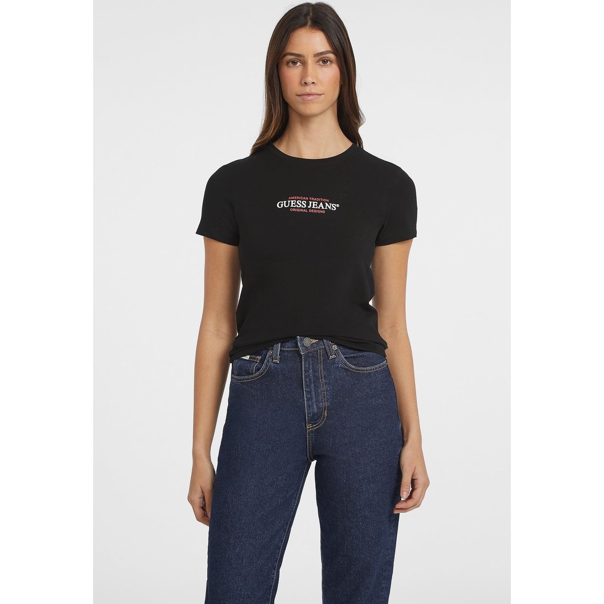 T-Shirt Slim American Tradition noir, GUESS JEANS