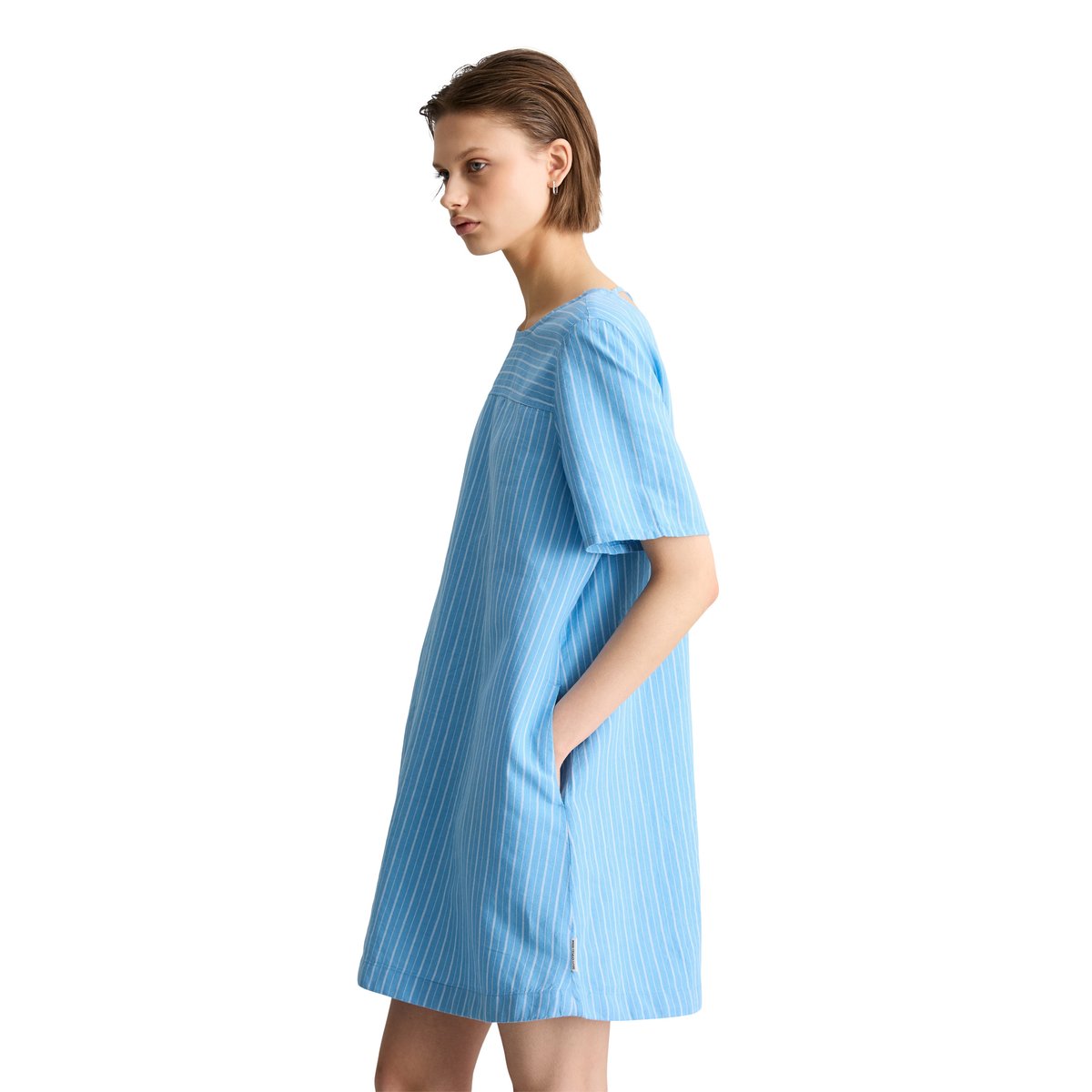 Robe rayée relaxed en mélange de lin et de coton bleu, MARC O’POLO DENIM