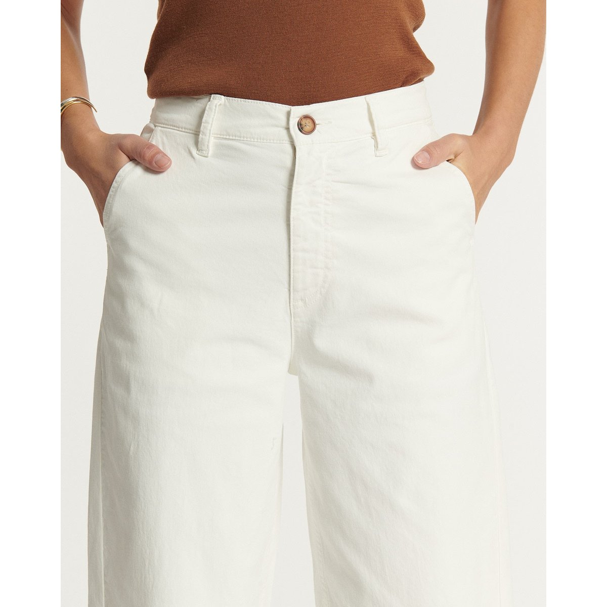 PANTALON BALLON TAILLE HAUTE UTILITY STRETCH blanc, LABDIP