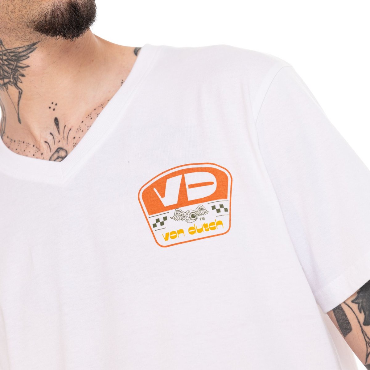 Tee shirt coton NASH blanc/orange/jaune/kaki, VON DUTCH
