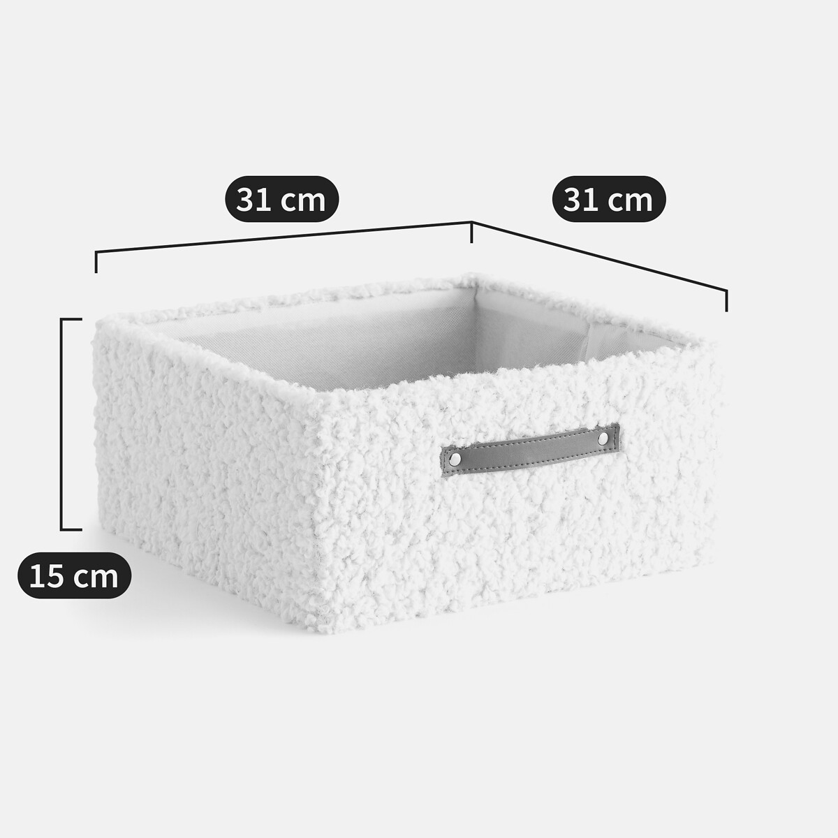 Panier pliable en bouclette, carré, hauteur 15 cm, BOKLIO ecru, LA REDOUTE INTERIEURS